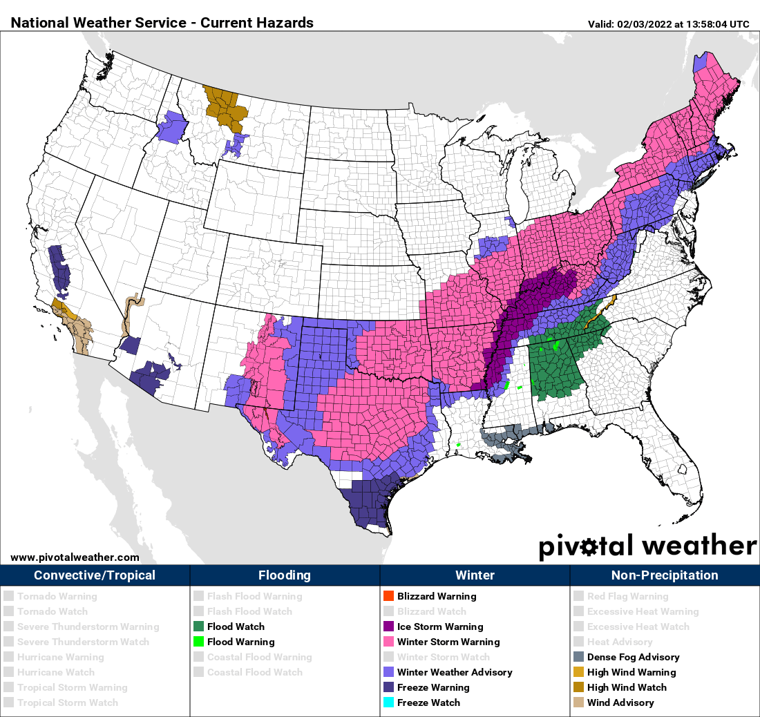 NWS hazards