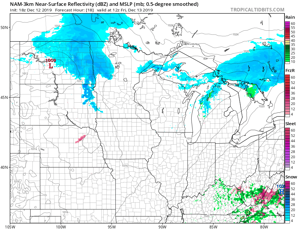 NOAA NAM 3 km model from 6 am to 6 pm Friday