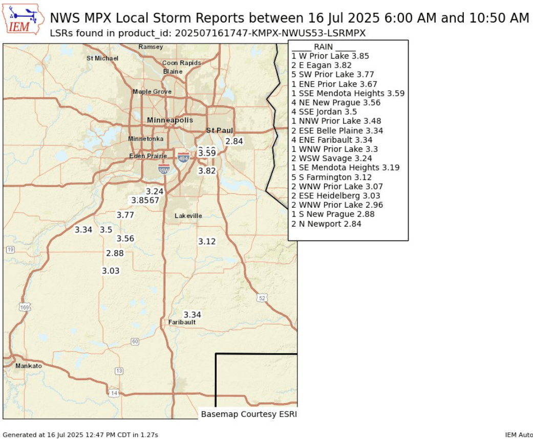 Rainfall totals