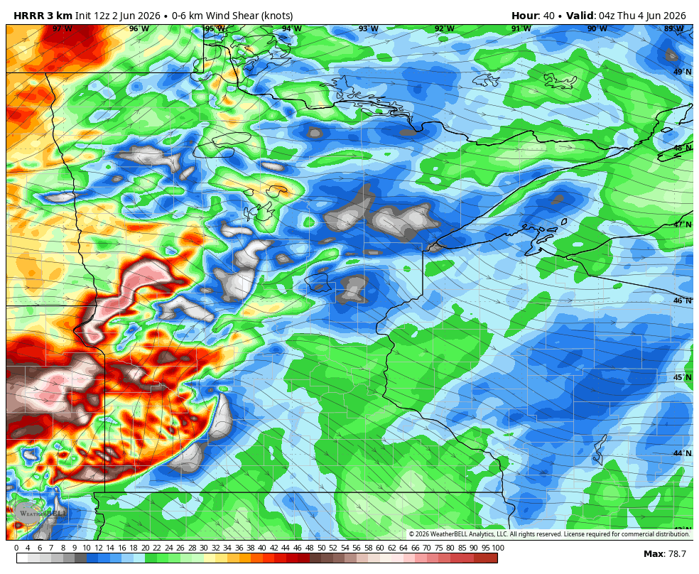 shear for wednesday storms