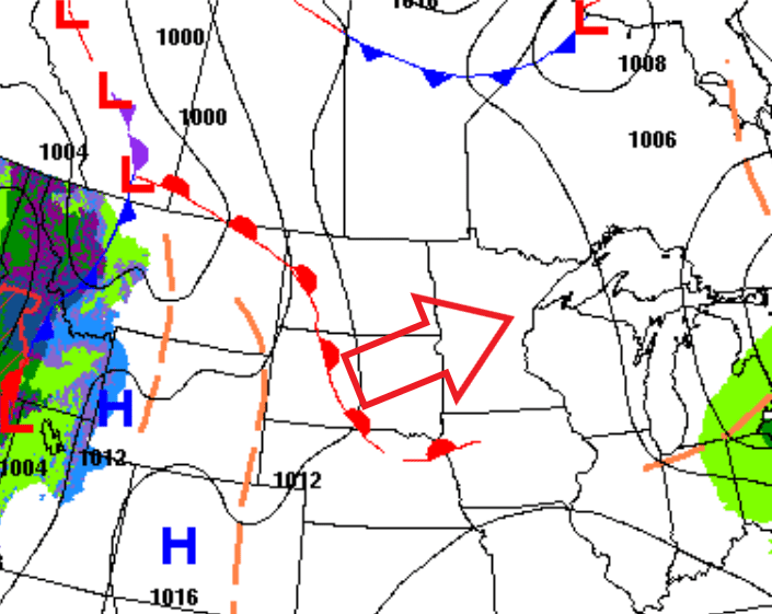 Surface weather maps for 7 pm Saturday