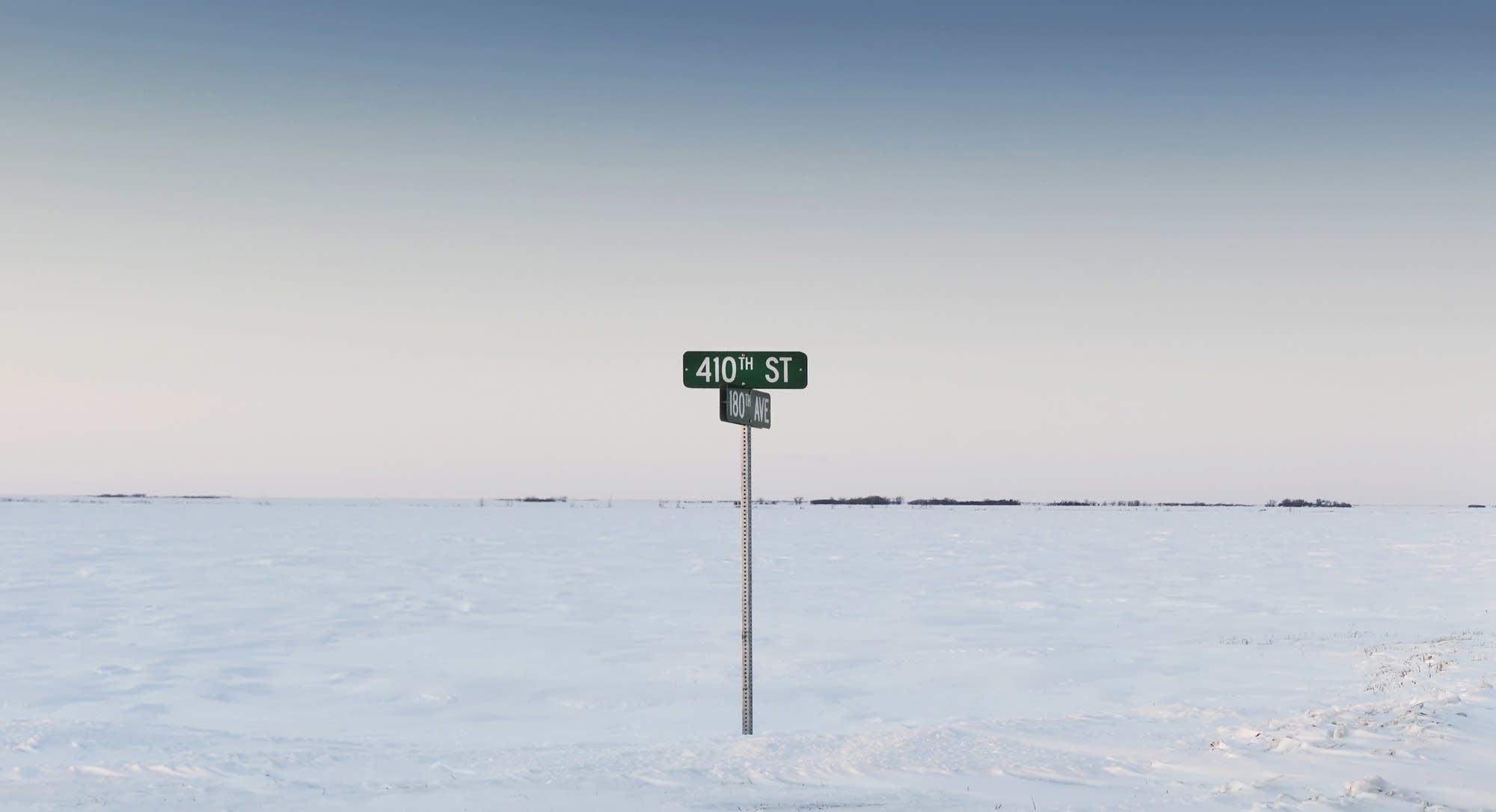 The rural intersection of 410th St. and 180th Ave. in Kittson County