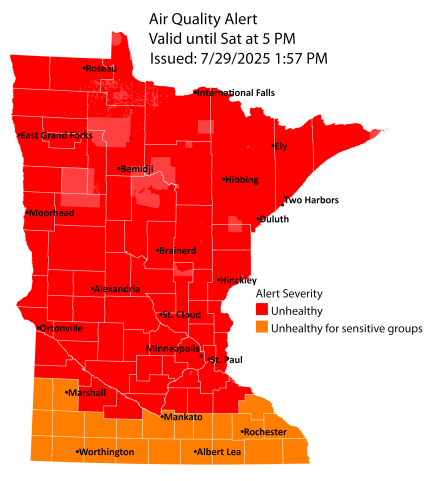 Air quality alert for all of Minnesota through Saturday