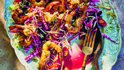 Hot Honey Prawns with Spicy Slaw