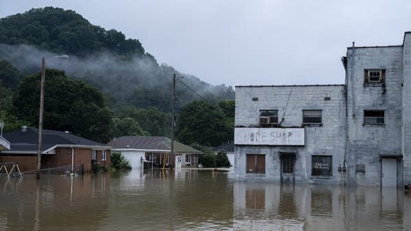 Flooding in downtown Jackson, Kentucky, in July 2022.