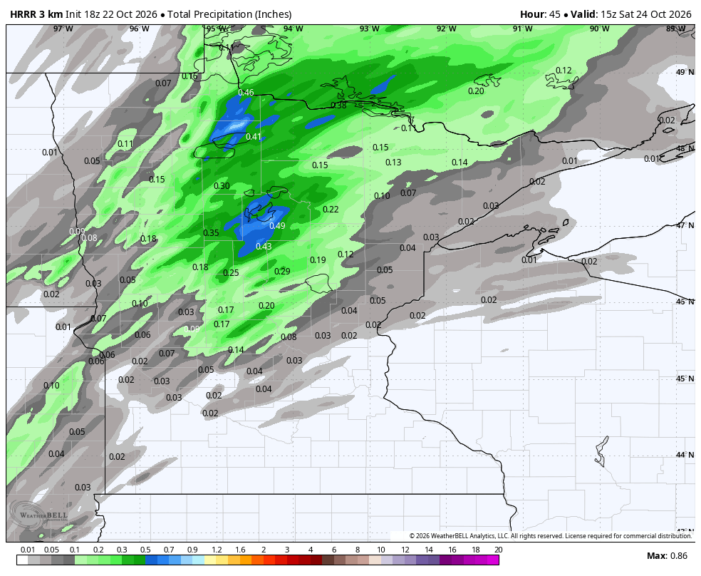 Lighter rain favors north