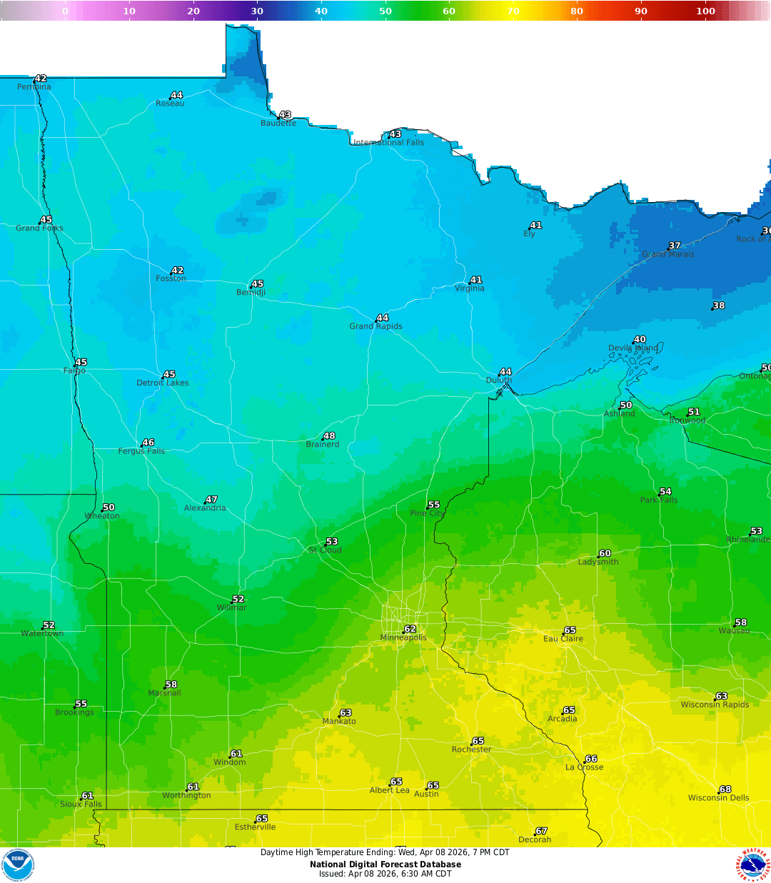 Highs for Wednesday