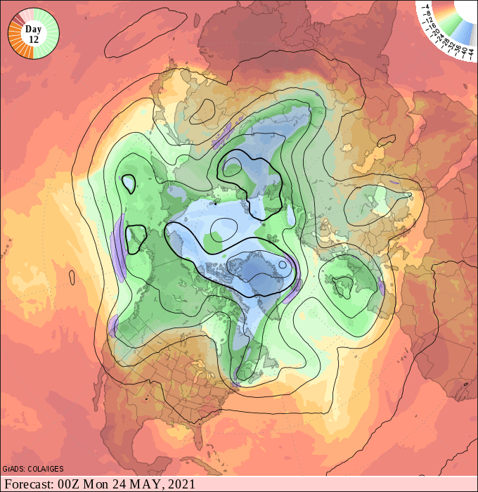 Upper air forecast map for 7 pm May 22