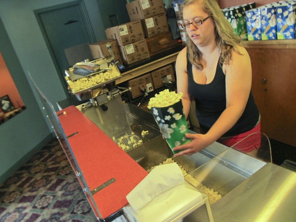 Serving popcorn