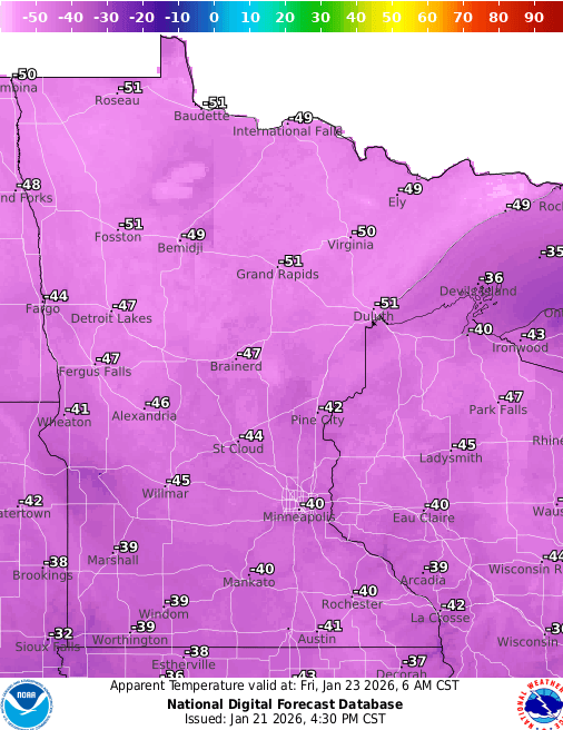 Wind chill at minus 50? Coldest air in seven years Friday morning for much of Minnesota