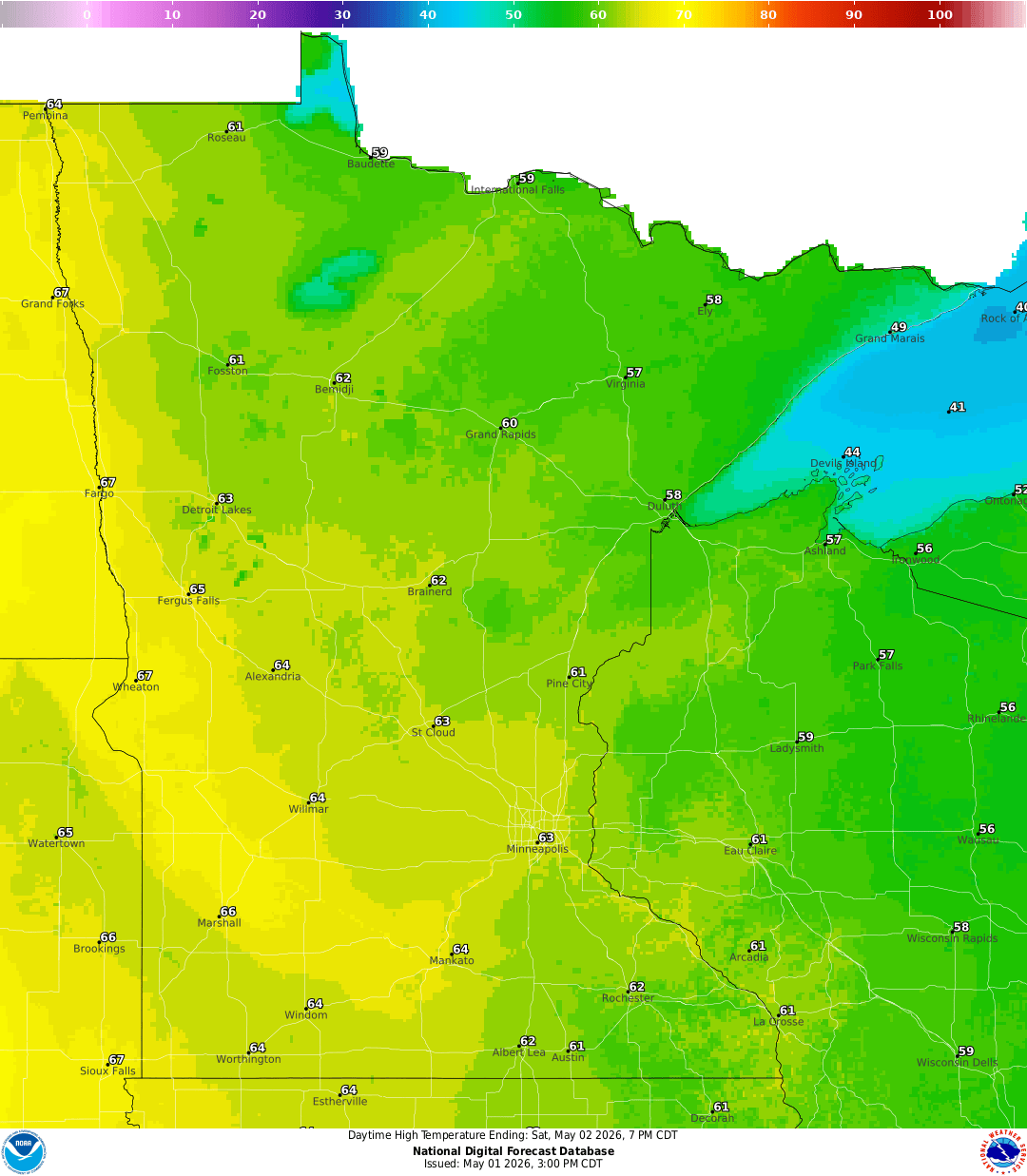 Highs for Saturday