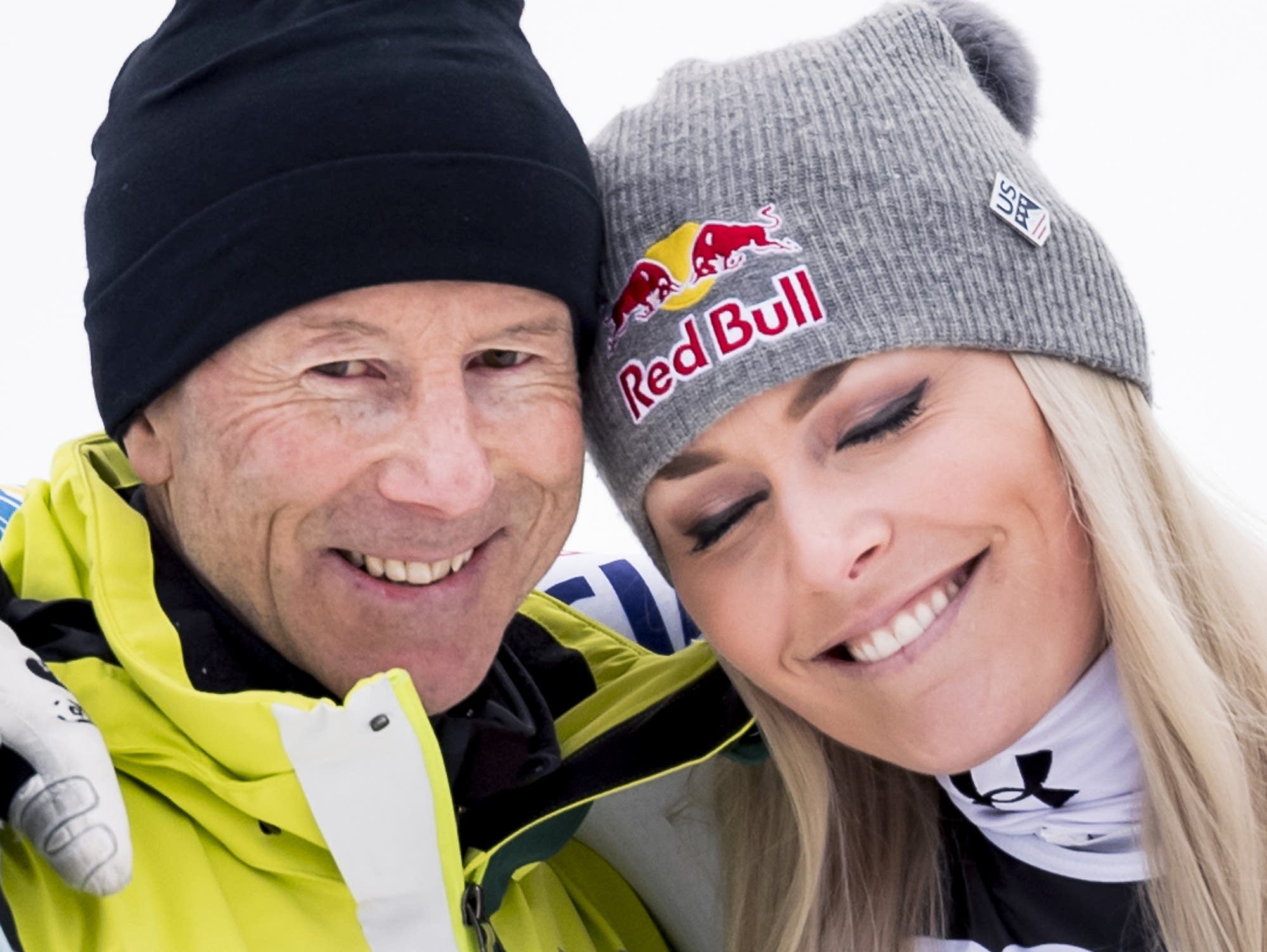 Lindsey Vonn celebrates with ski legend Ingemar Stenmark