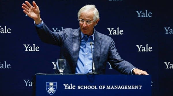 Yale Professor William Nordhaus speaks during a press conference after winning the 2018 Nobel Prize in Economic Sciences at Yale University on Oct. 8, 2018 in New Haven, Connecticut. 