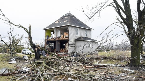 A house that was damaged by a tornado