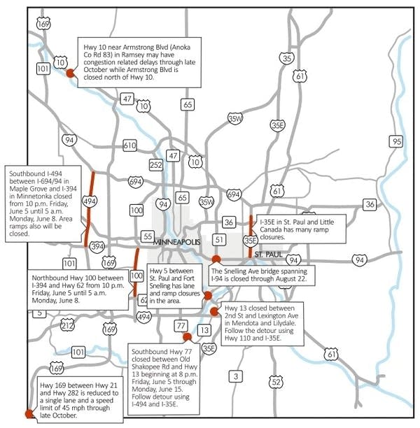Weekend road closures