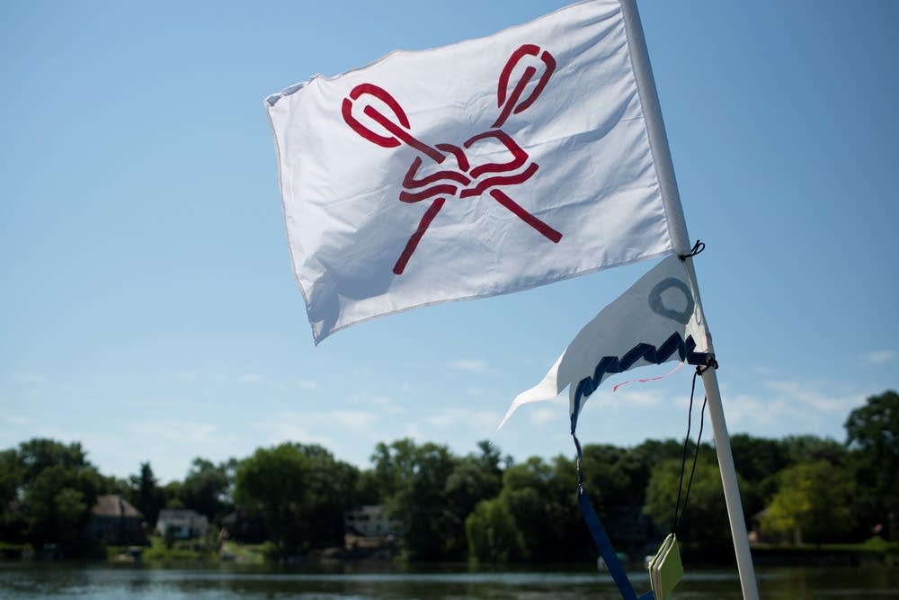 Flag flying from the Floating Library