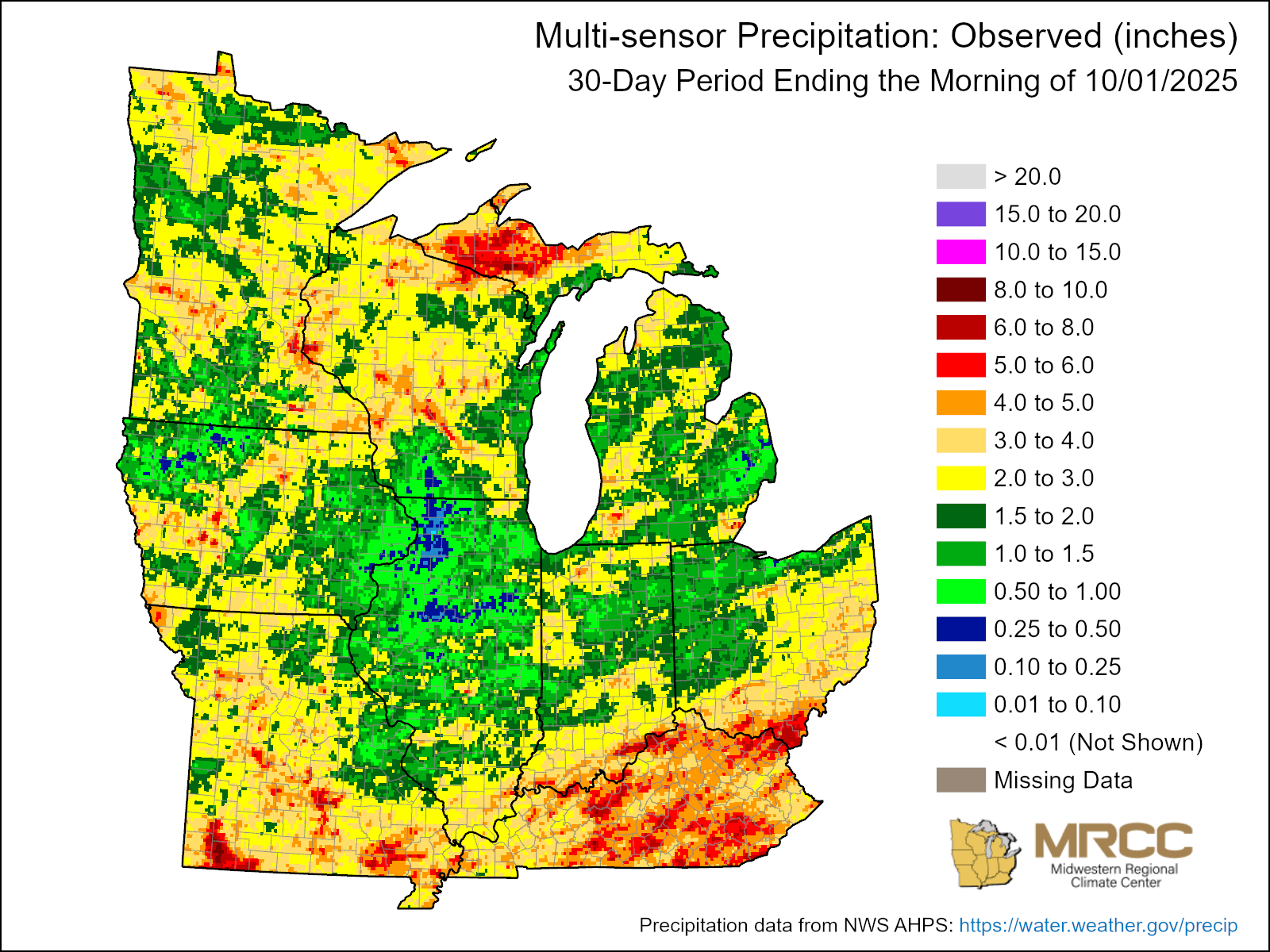 30-day precipitation total