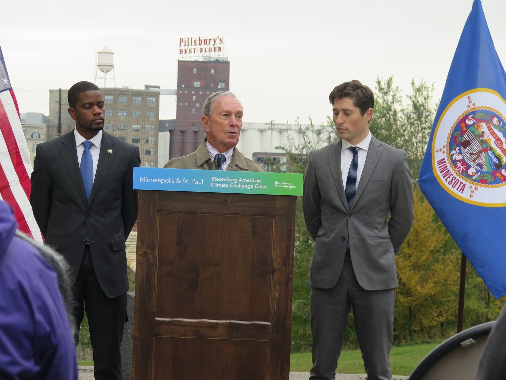 Michael Bloomberg, speaks at a news conference on Monday