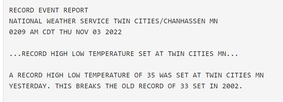 Temperature record Tuesday