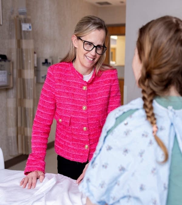 Julie Heimbach, director of Mayo Clinic Transplant in Rochester, stands with a patient. 