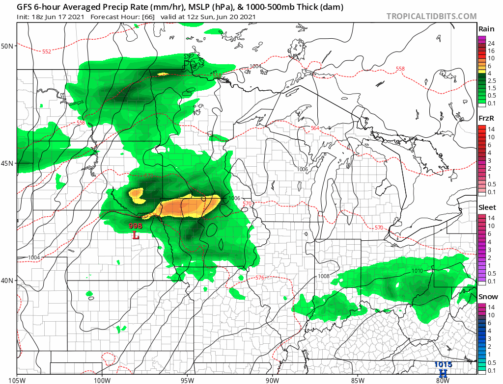 NOAA GFS model Sunday