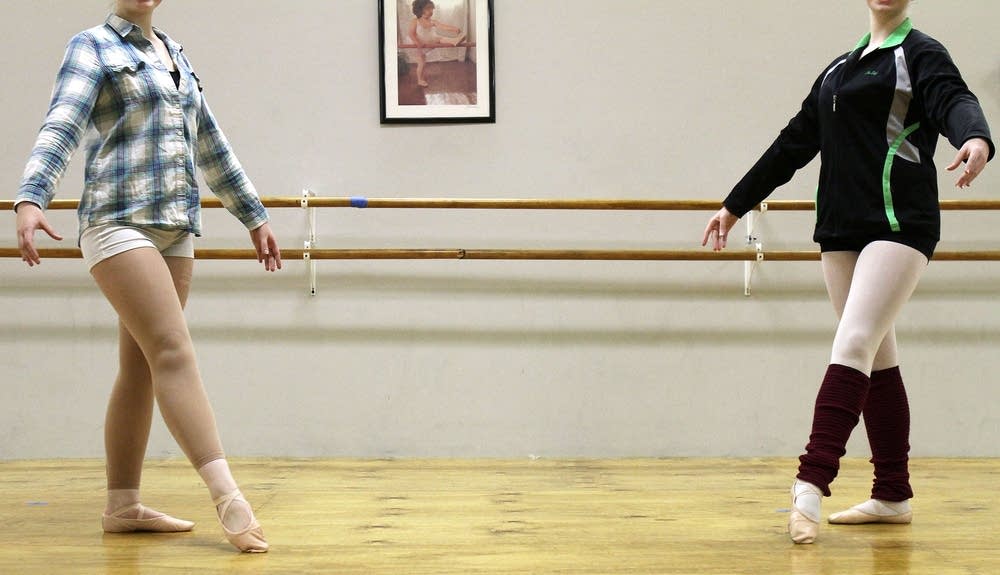 Rehearsing their dances