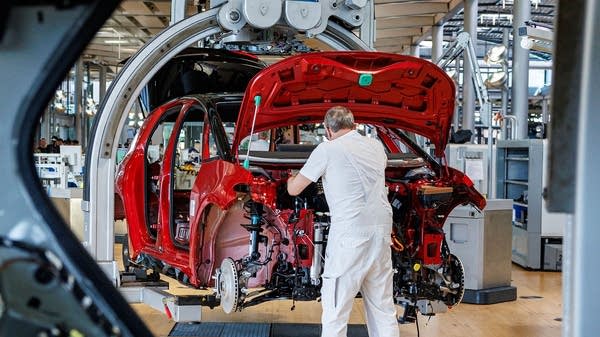 Above, a view of the "Transparent Factory" in Dresden, Germany, which is slated to wind down production on Tuesday.