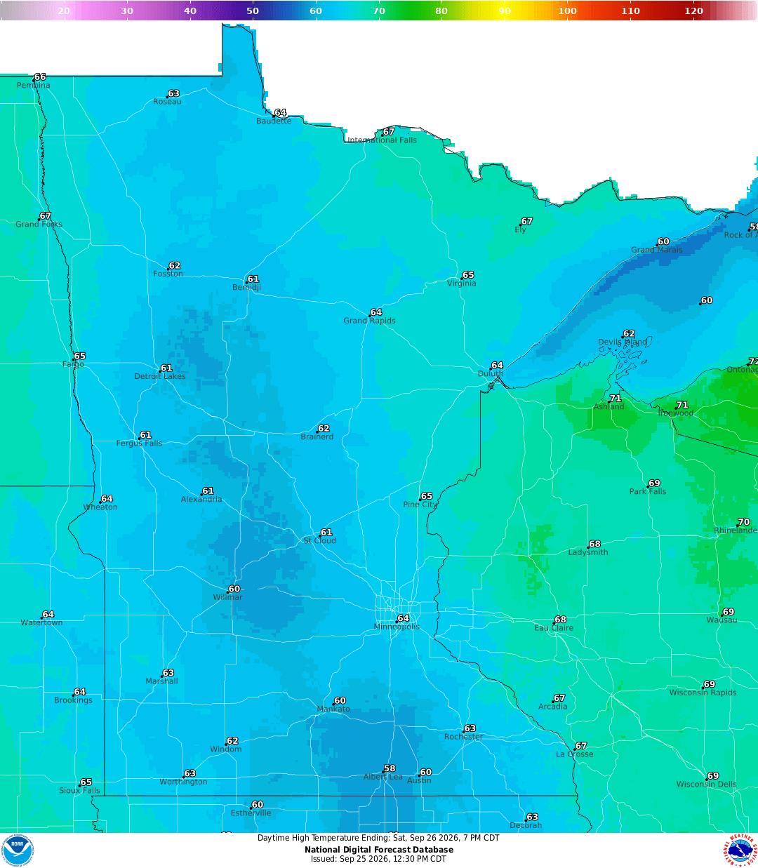 Highs for Saturday