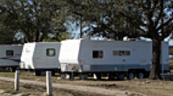 Trailers set up for those who lost their homes during Hurricane Katrina in Louisiana.