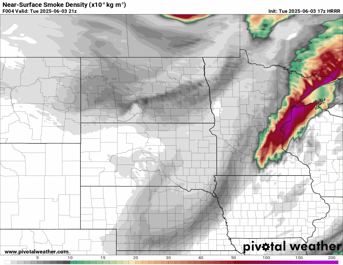 NOAA HRRR smoke output