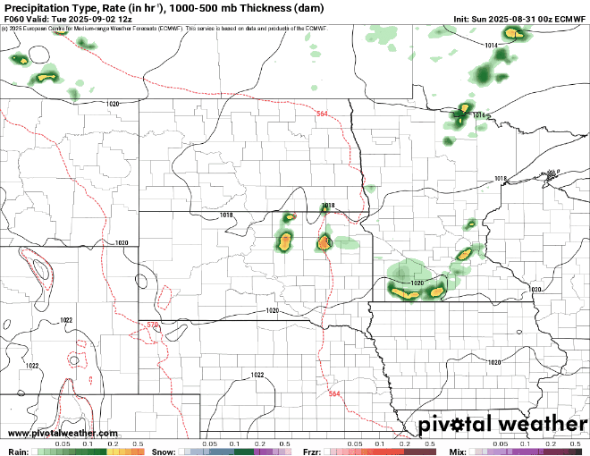 Forecast precipitation Tuesday 7 a.m. to Wednesday 7 p.m.