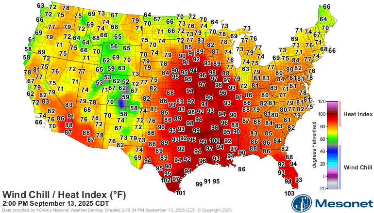 Heat index forecast