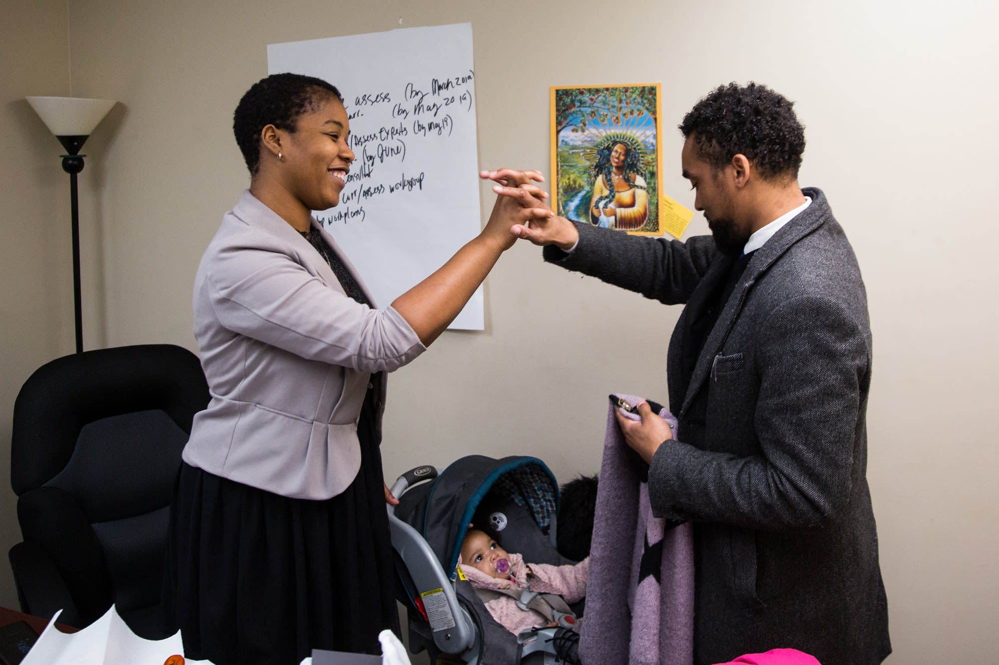 Leslie Badue-El and her husband James trade off care of their daughters.