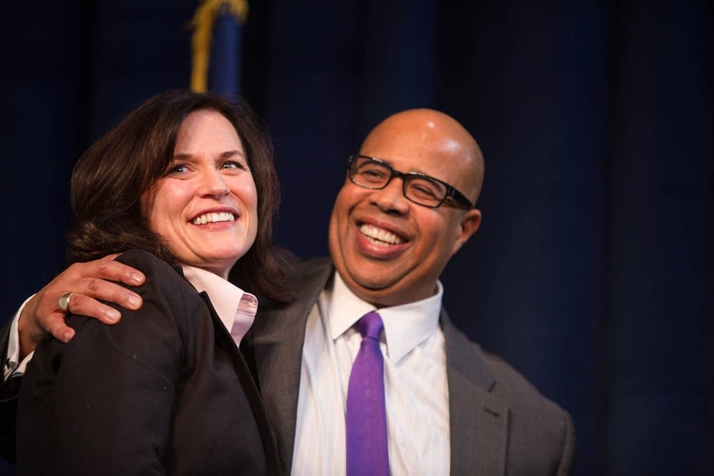 Hodges inauguration with her husband, Gary Cunningham