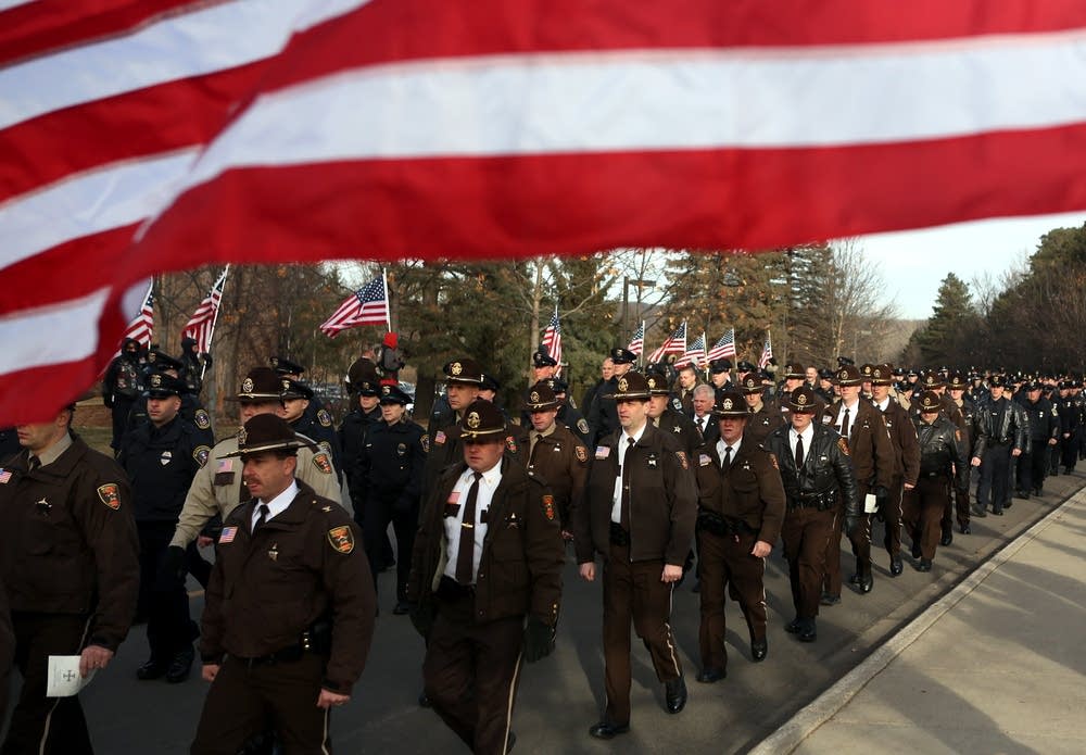 Officers walk