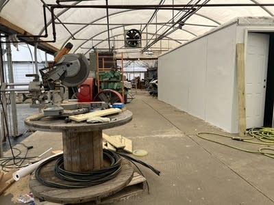 Construction equipment sits