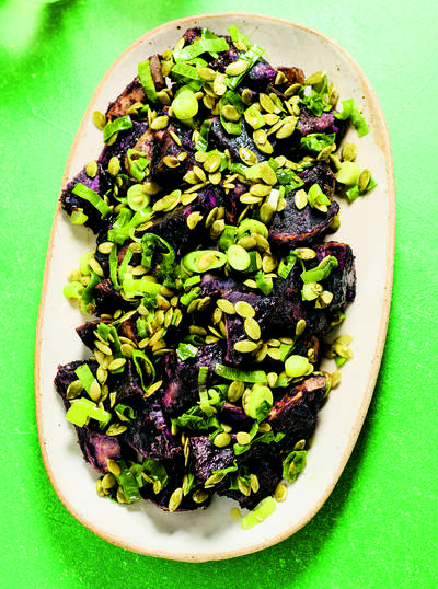 Roasted Miso Sweet Potato with Pumpkin Seeds