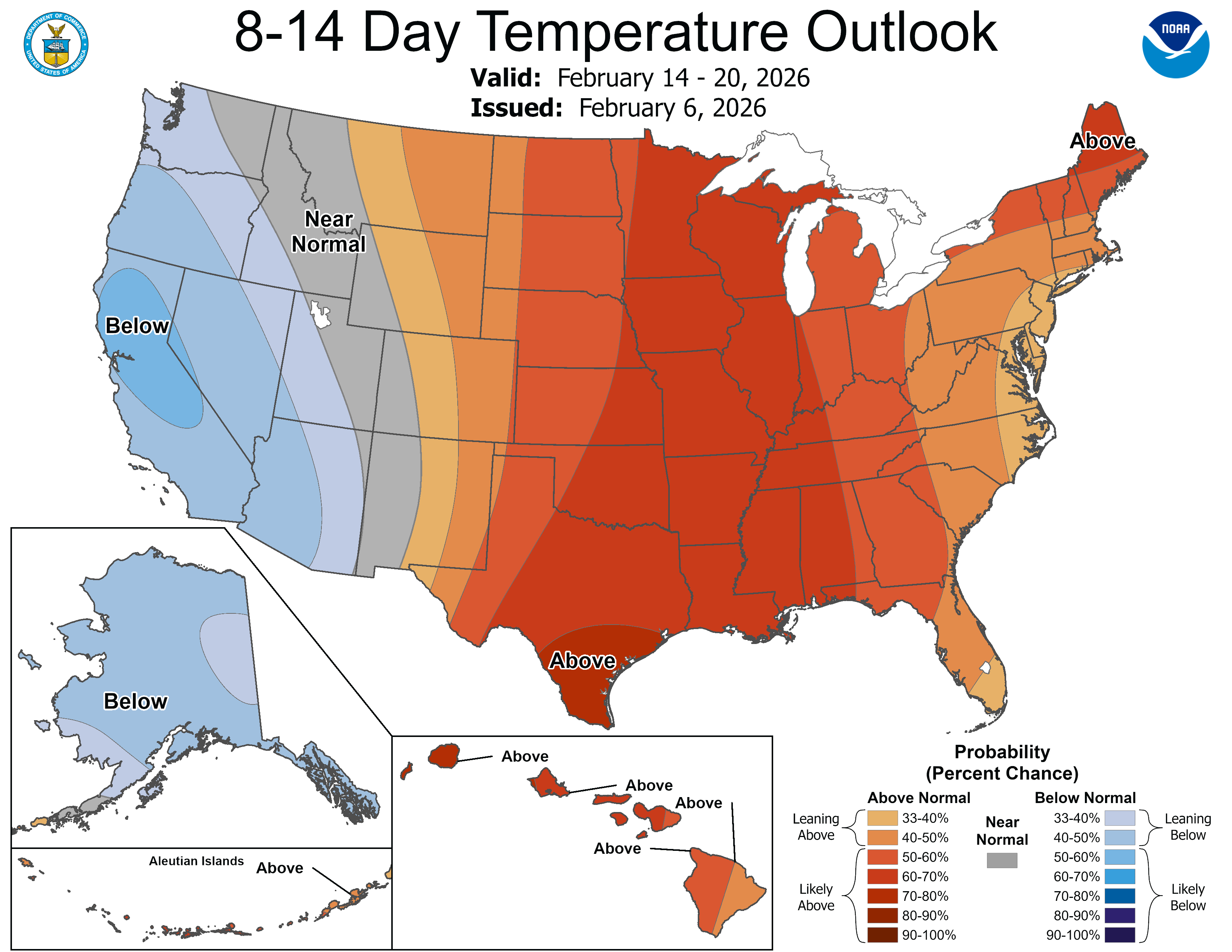 NOAA 8 to 14-day temperature outlook