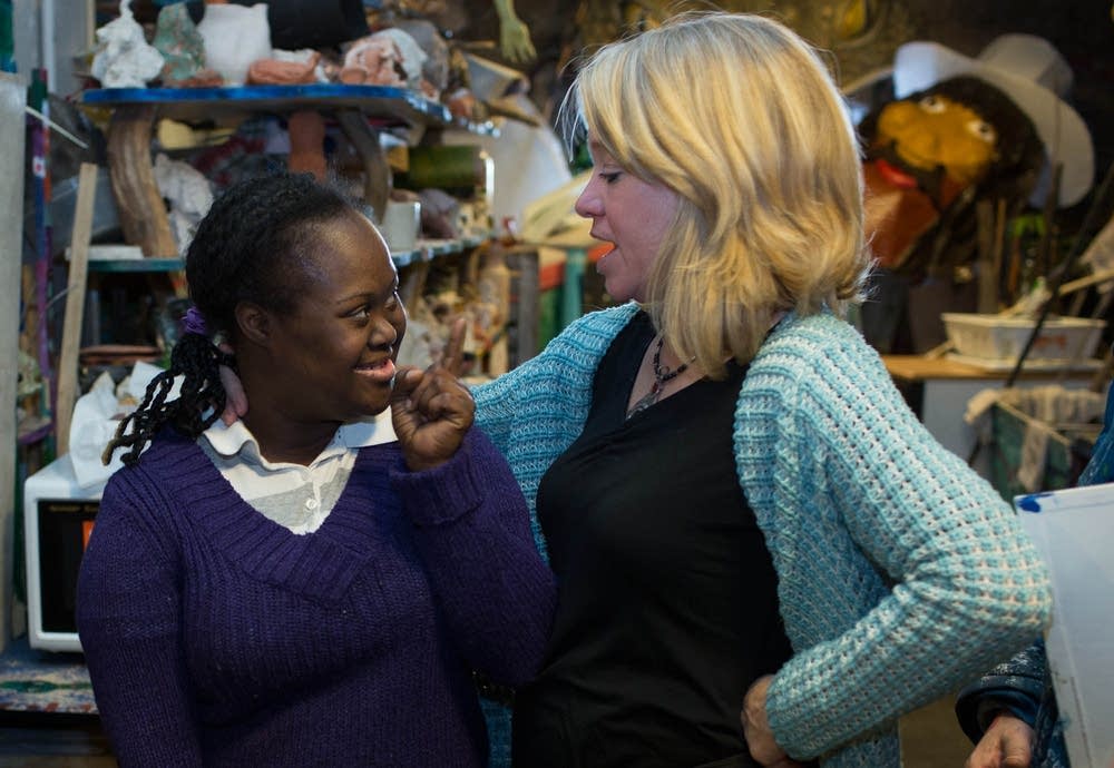 Artist Naa Mensah, left, and Jeanne Calvit