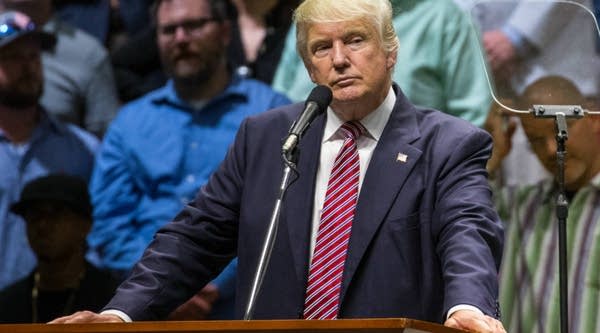 Republican presidential nominee Donald Trump speaks on stage during a campaign rally in Austin, Texas on Tuesday.