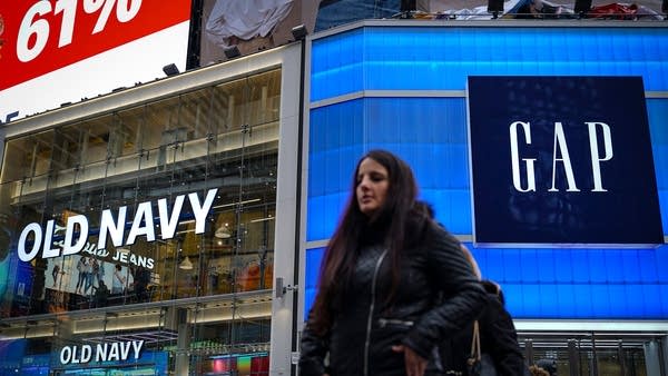 An Old Navy and a GAP store in Times Square, New York City. 