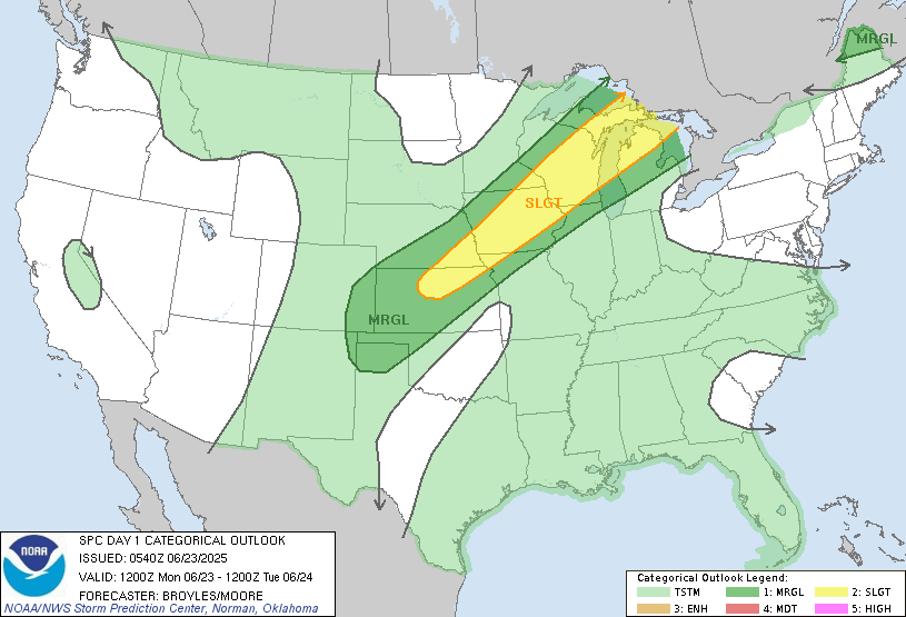 Advancing cool front produces showers, storms with falling dew points