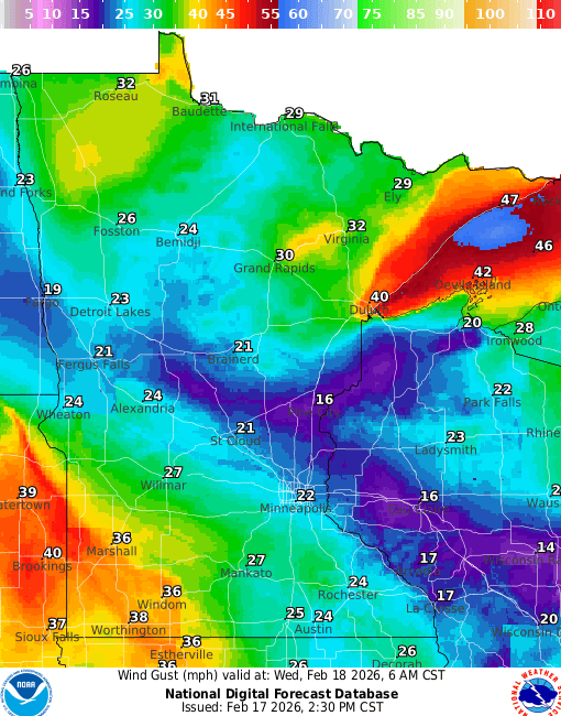 Forecast wind gusts