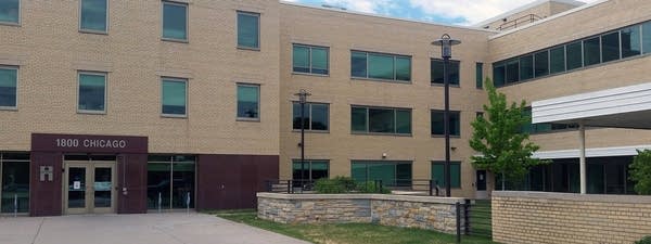 A light brown brick building