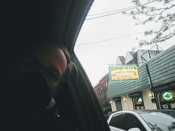 Listener Katrina in her car outside the REAL Pasqally's Pizza in Phily