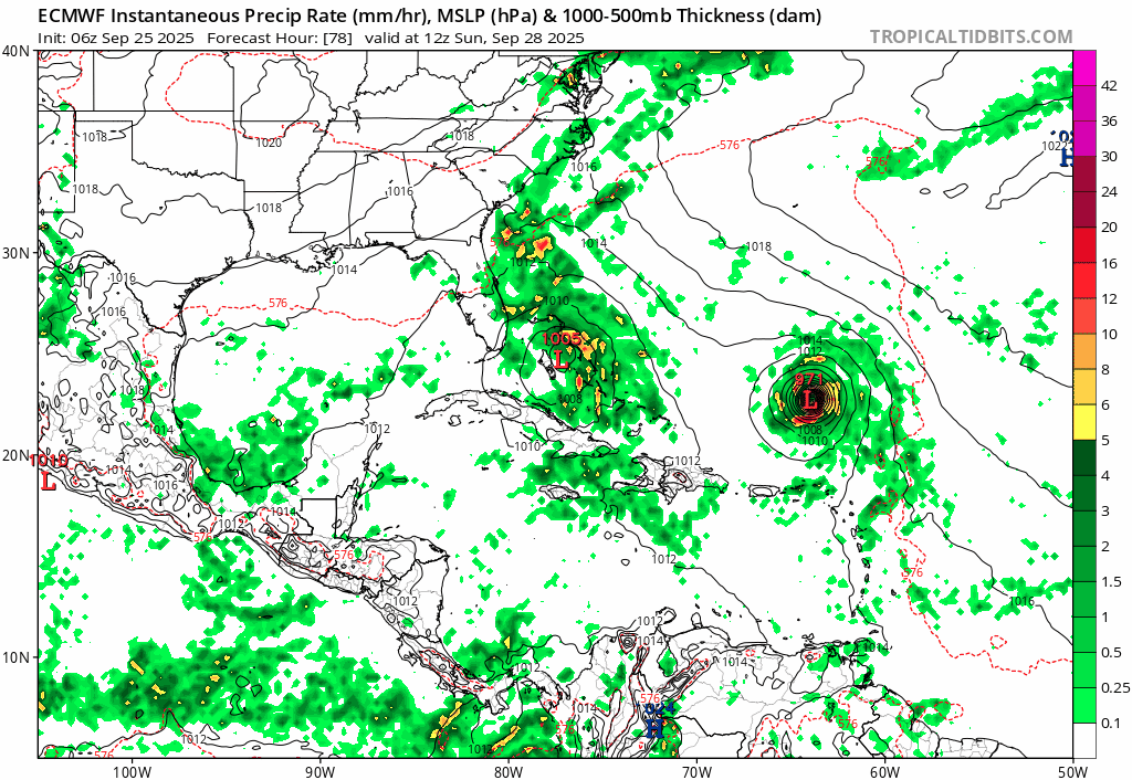 Forecast surface pressure for the western Atlantic Sunday through Tuesday