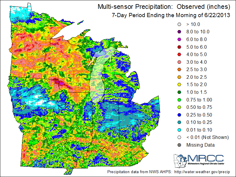Seven day rainfall ending Saturday morning