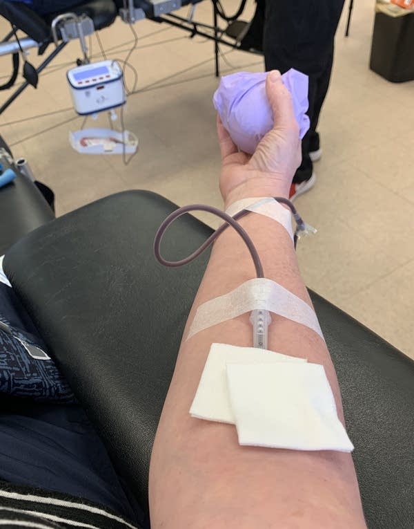 A person donating blood