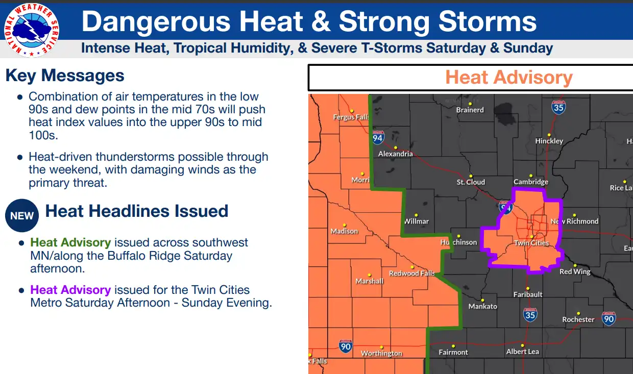Heat advisory this weekend; a few severe storms possible | MPR News