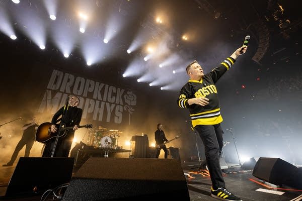 A band performing onstage